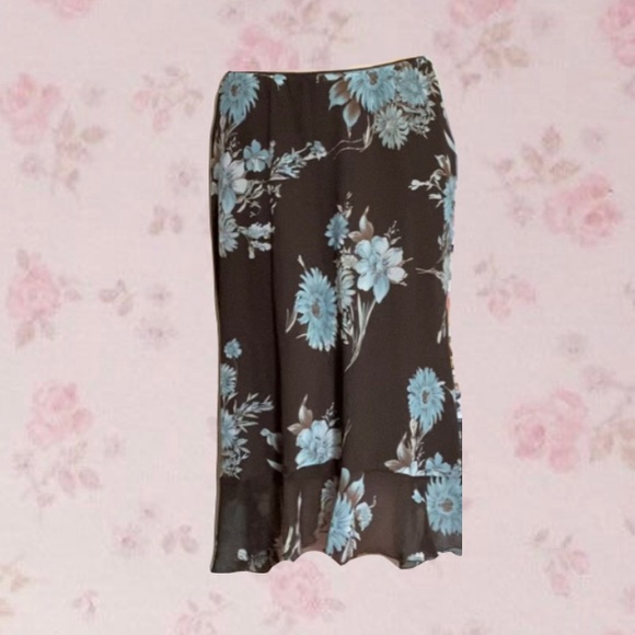 Floral High Low Midi Skirt - Picture 1 of 2